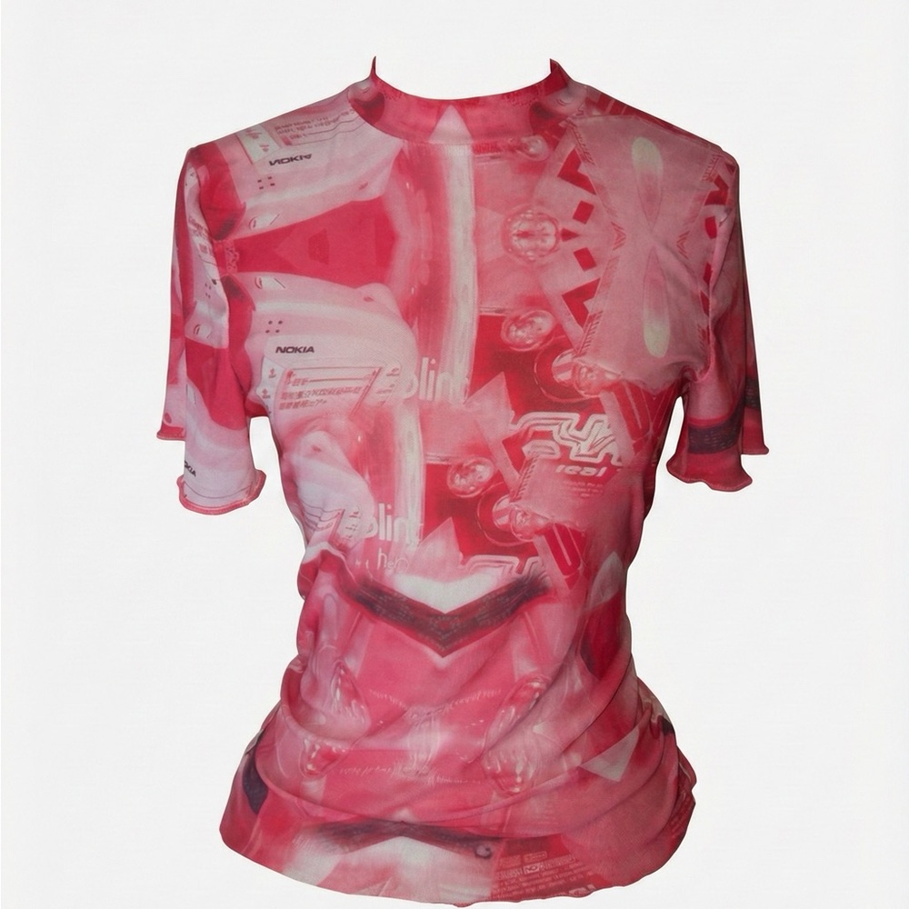 Y2K cyber rave Pink Graphic Women's Top